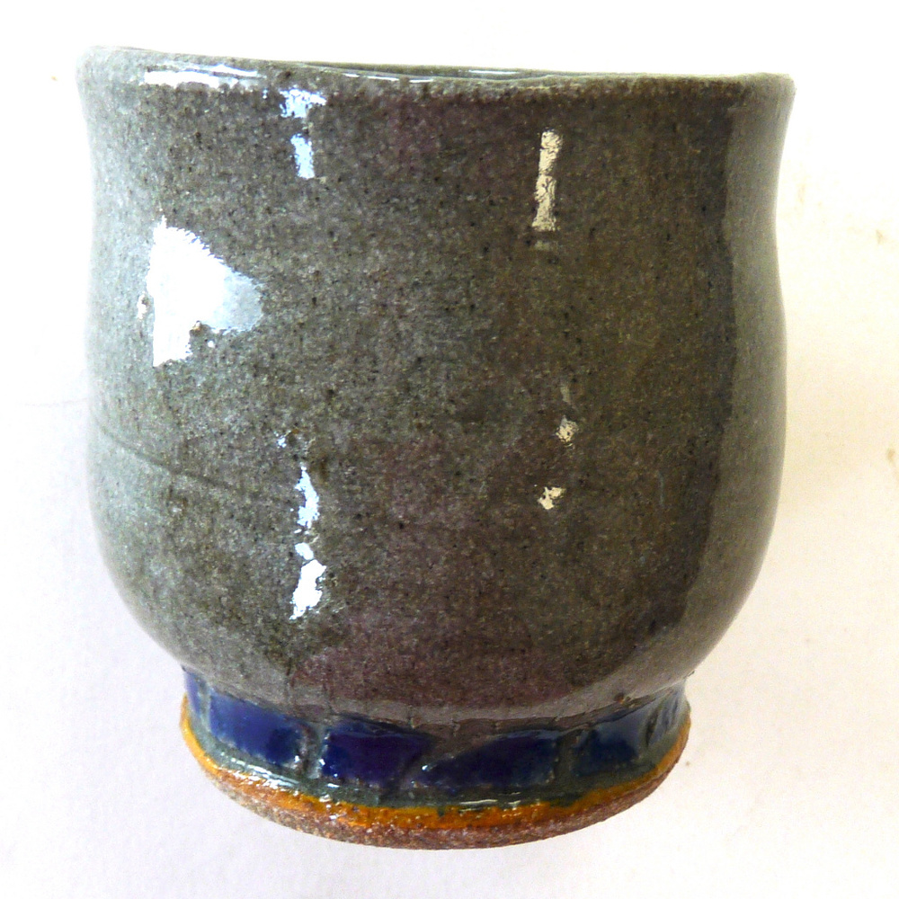 Hand thrown stoneware art pottery vase studio blue